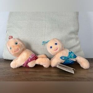 VTG 1984 HALLMARK HUGGA BUNCH BABY TUGGINS & HUG-A-BYE‎ CLIP ON PLUSH DOLLS